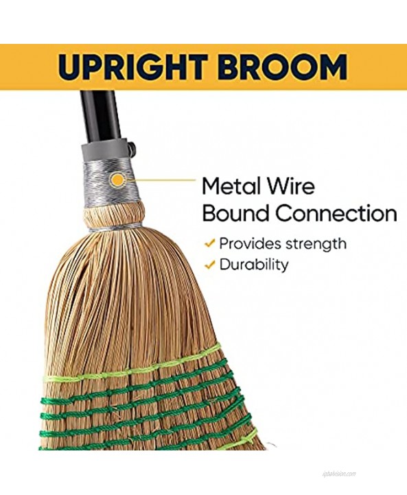 Yocada Heavy-Duty Broom Corn Broom Outdoor Commercial Indoor Perfect for Courtyard Garage Lobby Mall Market Floor Home Office Leaves Stone Dust Rubbish 59.8