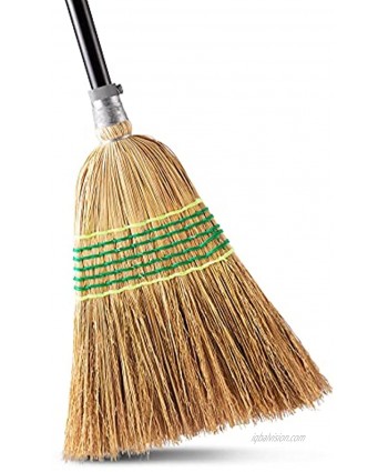 Yocada Heavy-Duty Broom Corn Broom Outdoor Commercial Indoor Perfect for Courtyard Garage Lobby Mall Market Floor Home Office Leaves Stone Dust Rubbish 59.8"